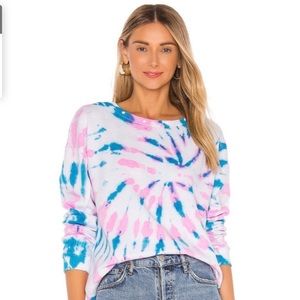 Generation Love Revolve Tie Dye Star Studded Carter Sweatshirt pink blue XS